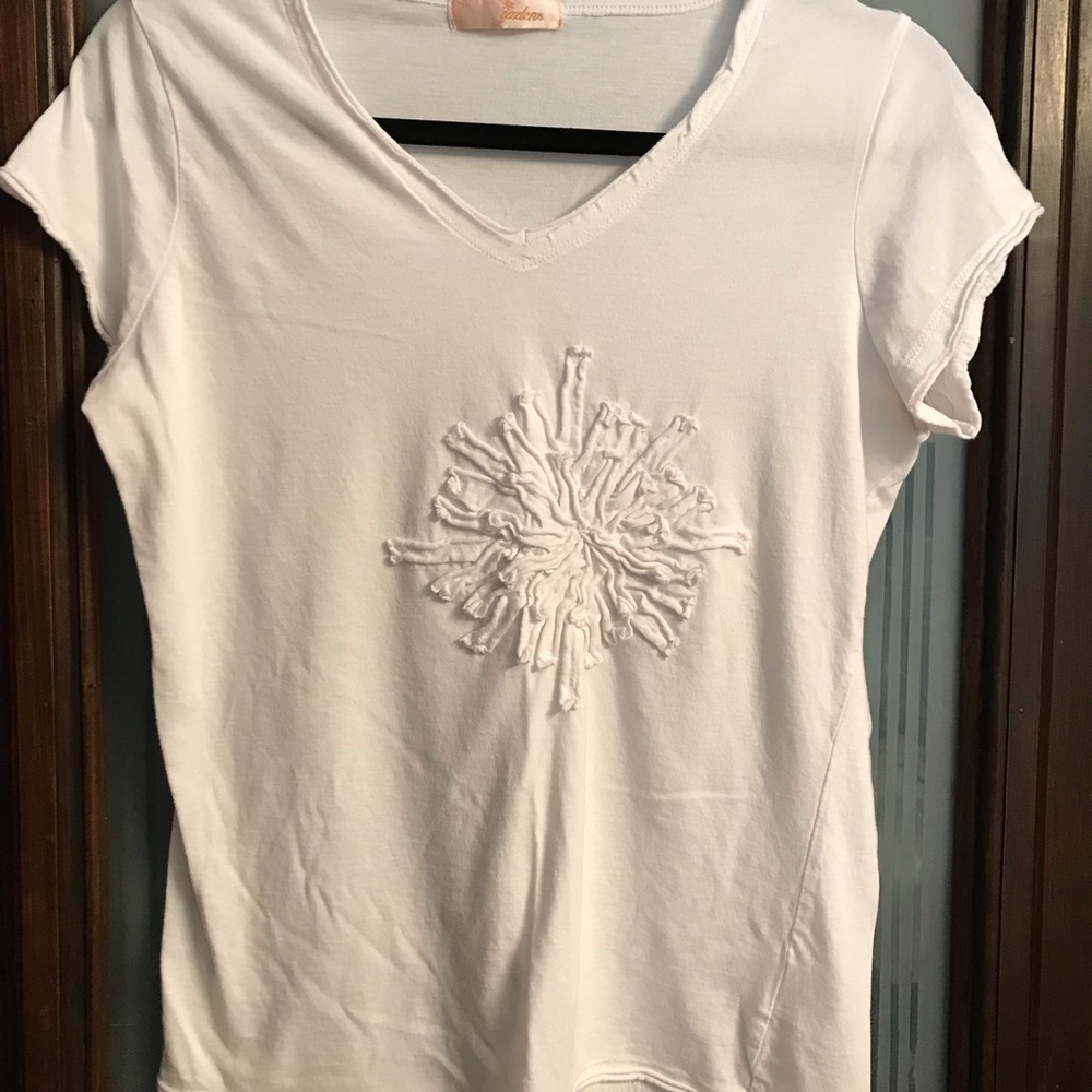 Embellished white jersey top